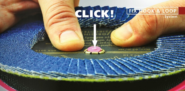 Mounting a flap disc using the FIX-Klett system